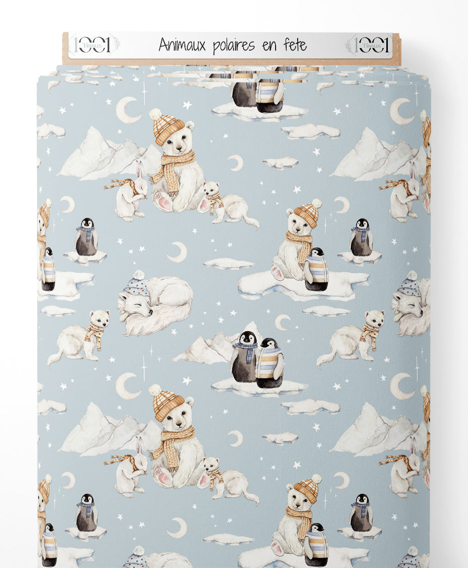 Tissu - Animaux polaires en fête