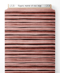 Tissu - Rayures marron et rose beige