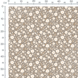 Tissu - Fleurs crème sur fond taupe