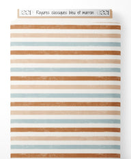 Tissu - Rayures classiques bleu et marron