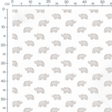 Tissu - Rhinocéros gris sur blanc