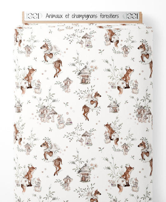 Tissu - Animaux et champignons forestiers
