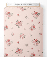 Tissu - Bouquets de roses sur rose