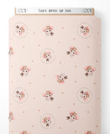 Tissu - Souris dorées sur rose