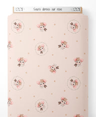 Tissu - Souris dorées sur rose