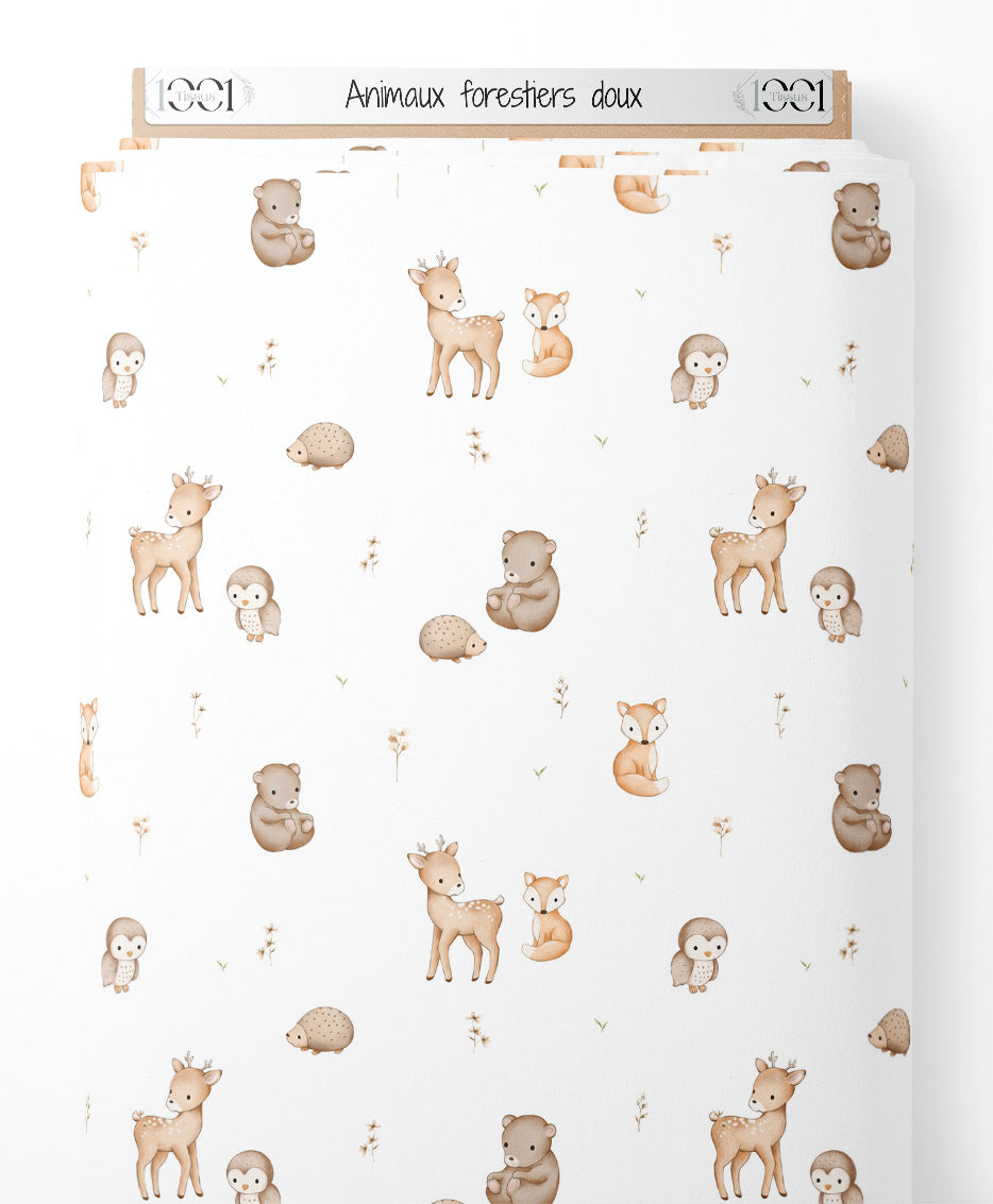 Tissu - Animaux forestiers doux