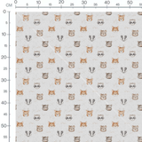 Tissu - Têtes d'animaux sur fond blanc