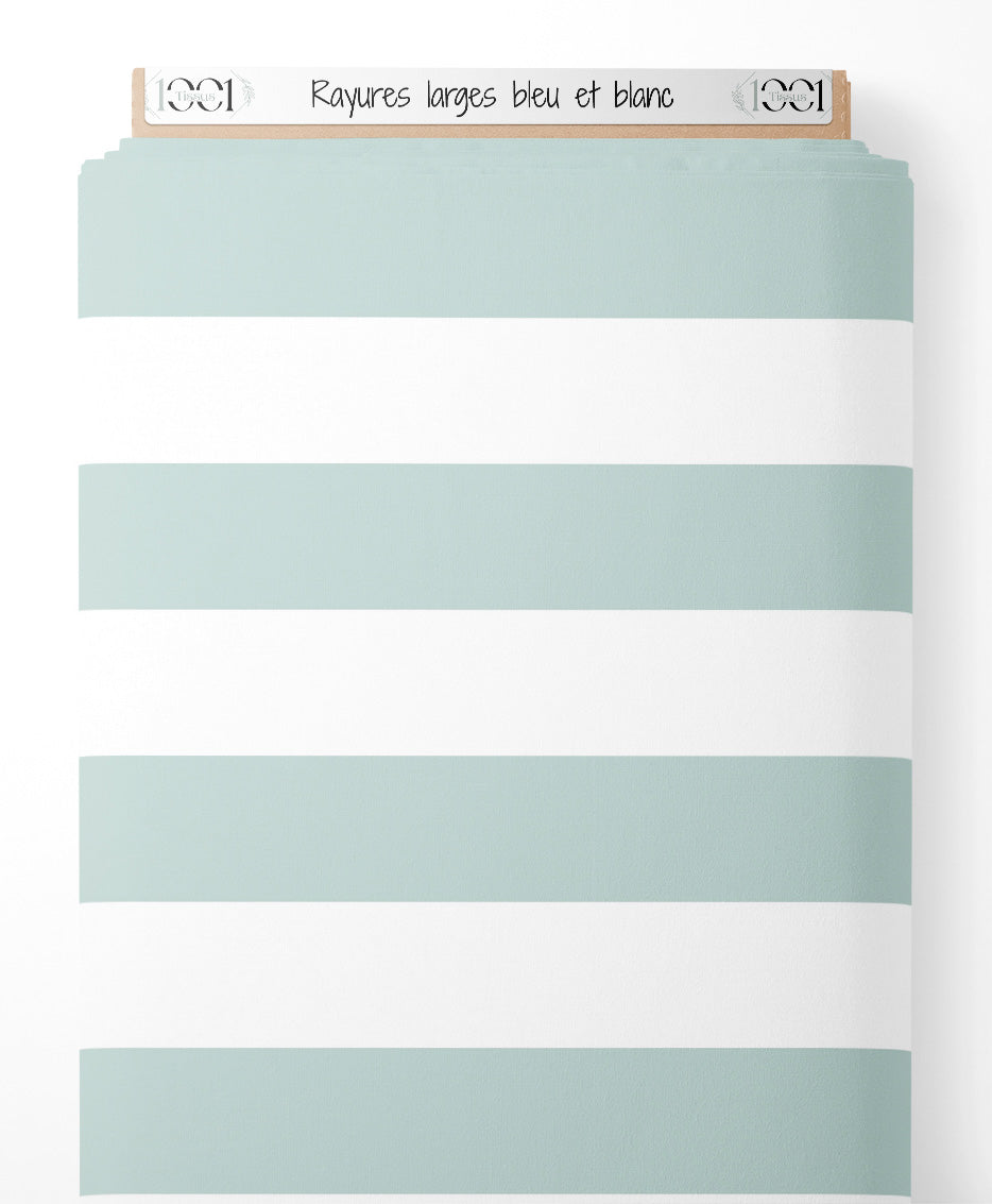 Tissu - Rayures larges bleu et blanc