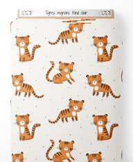 Tissu - Tigres mignons sur fond clair