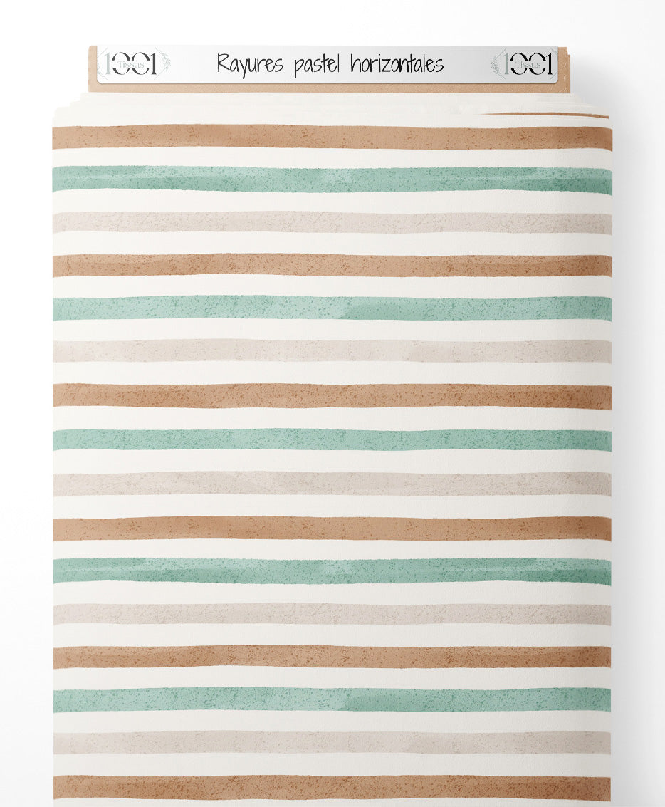 Tissu - Rayures pastel horizontales