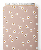 Tissu - Marguerites blanches souriantes