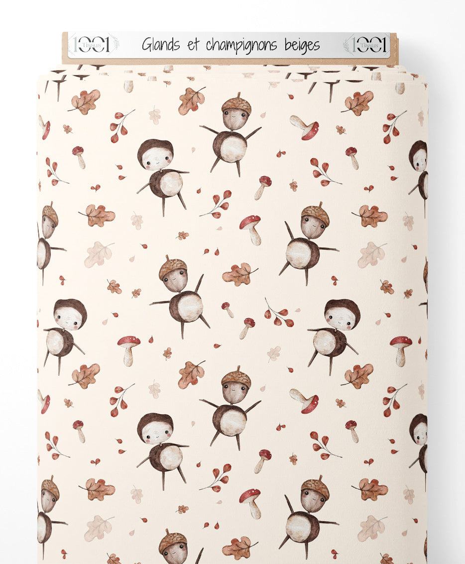 Tissu - Glands et champignons beiges