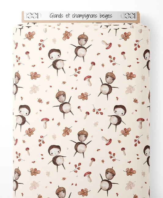 Tissu - Glands et champignons beiges