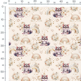 Tissu - loup arc en ciel pastel