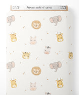 Tissu - Animaux pastel et carrés