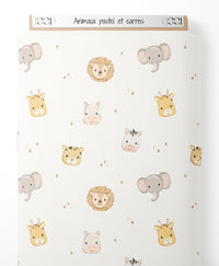Tissu - Animaux pastel et carrés