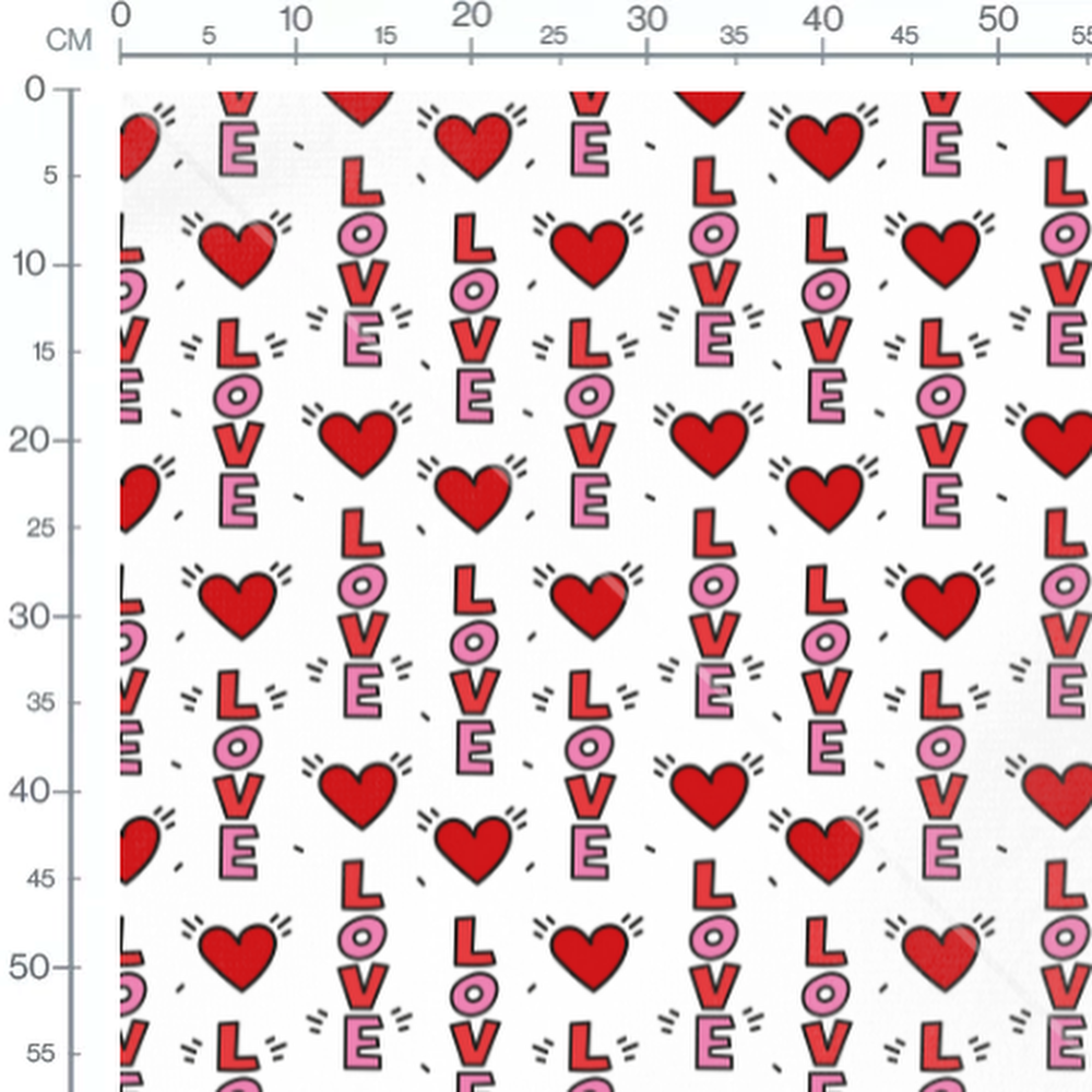 Tissu - Cœurs et lettres colorés