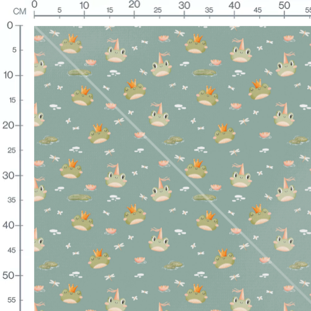 Tissu - Grenouilles festives vertes