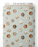 Tissu - Donuts variés sur fond vert