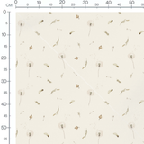 Tissu - Pissenlits et feuilles beige