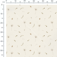 Tissu - Pissenlits et feuilles beige