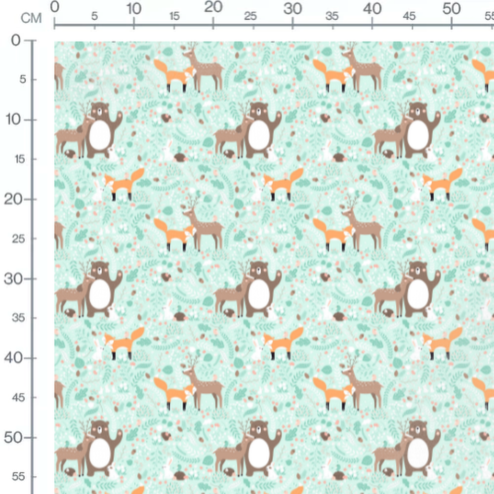 Tissu - Forêt pastel avec animaux