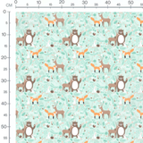 Tissu - Forêt pastel avec animaux