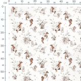 Tissu - Renards et faons sur blanc 2