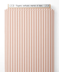 Tissu - Rayures verticales marron et blanc