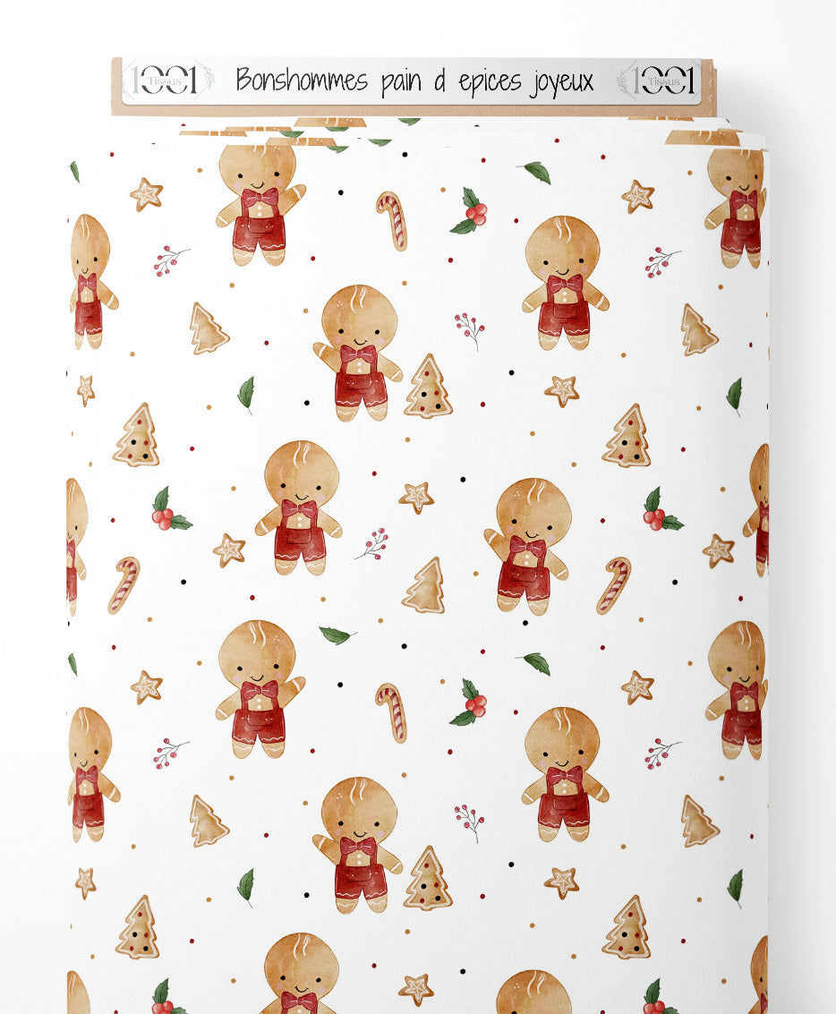 Tissu - Bonshommes pain d'épices joyeux