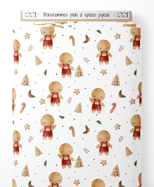 Tissu - Bonshommes pain d'épices joyeux