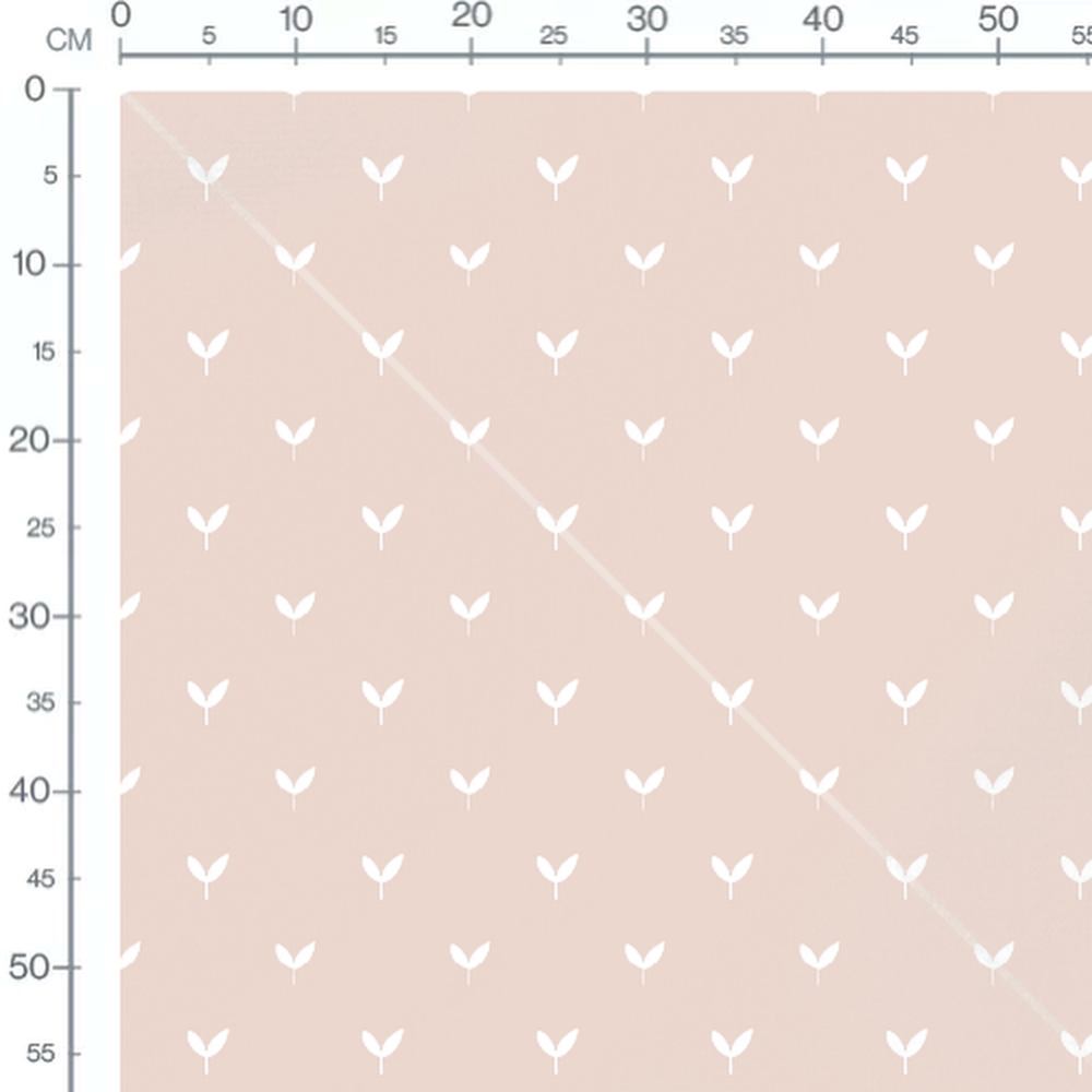Tissu - Feuilles blanches sur rose clair