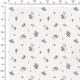 Tissu - Roses bleues et feuillage frais