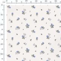 Tissu - Roses bleues et feuillage frais