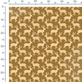 Tissu - Cerfs beige sur fond brun