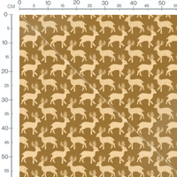 Tissu - Cerfs beige sur fond brun