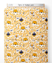 Tissu - Tigres et feuillage jaune