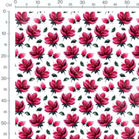 Tissu - Fleurs rouges et feuilles vertes