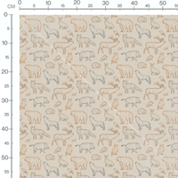 Tissu - Animaux stylisés sur beige