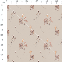 Tissu - Oursons et cerfs-volants orange