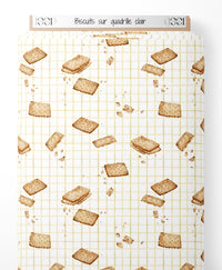 Tissu - Biscuits sur quadrillé clair