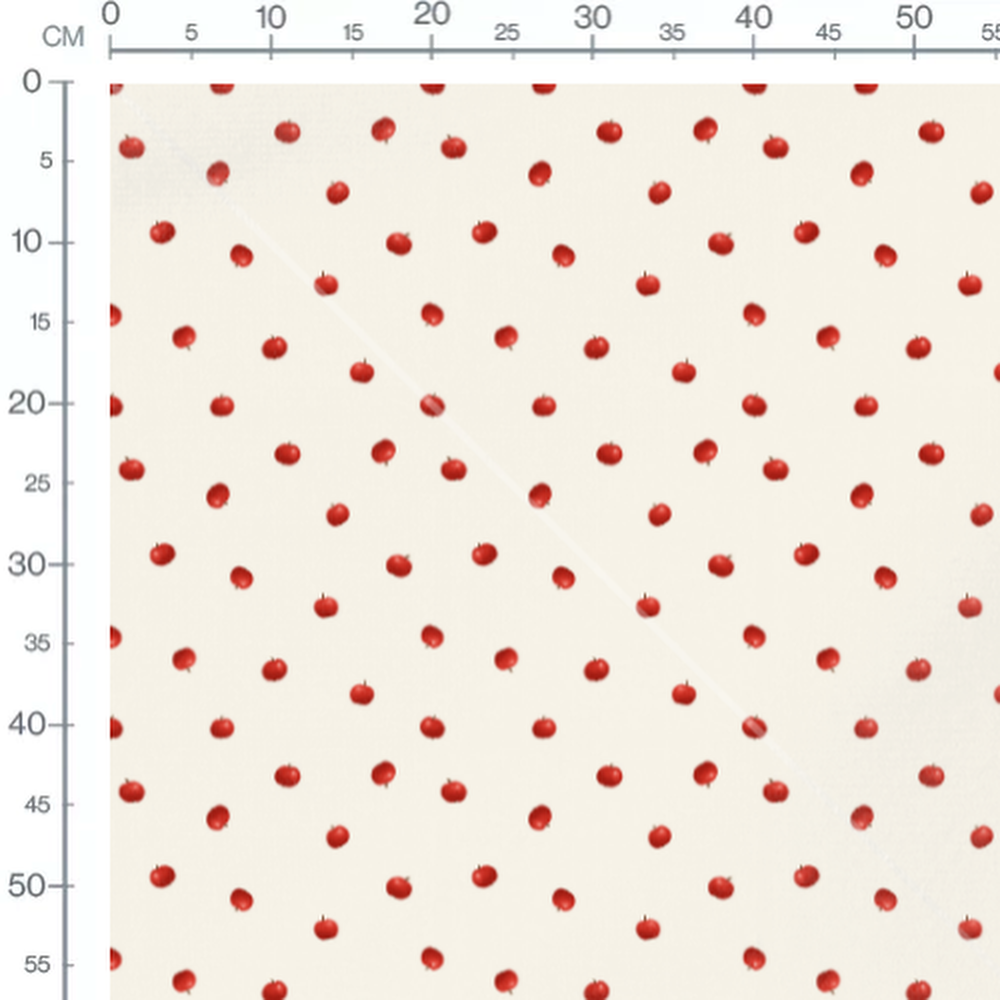 Tissu - Pommes rouges sur fond crème