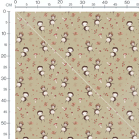 Tissu - Personnages sur fond beige