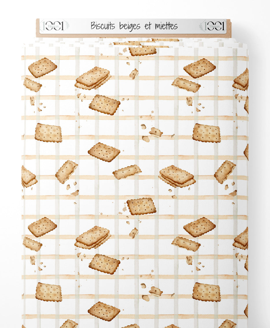 Tissu - Biscuits beiges et miettes
