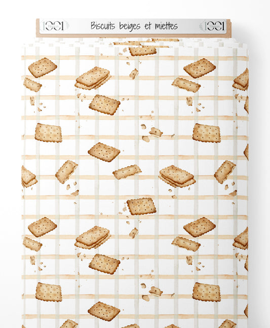 Tissu - Biscuits beiges et miettes
