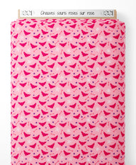 Tissu - Chauves-souris roses sur rose