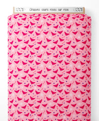 Tissu - Chauves-souris roses sur rose