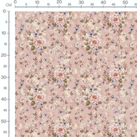Tissu - Fleurs roses vintage sur rose