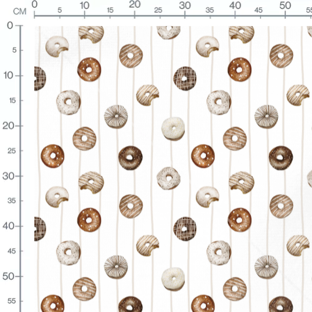 Tissu - Donuts colorés sur fond blanc
