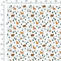 Tissu - Animaux forêt enneigée